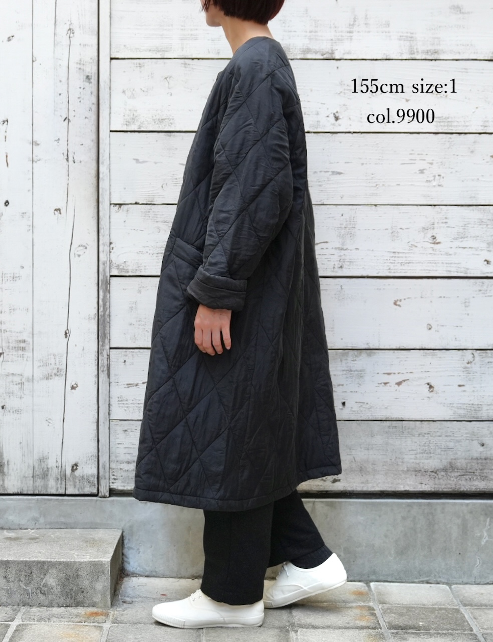 NMDS25581(コート) PADDED BANGALORE SILK PLAIN NO COLLAR DOUBLE COAT