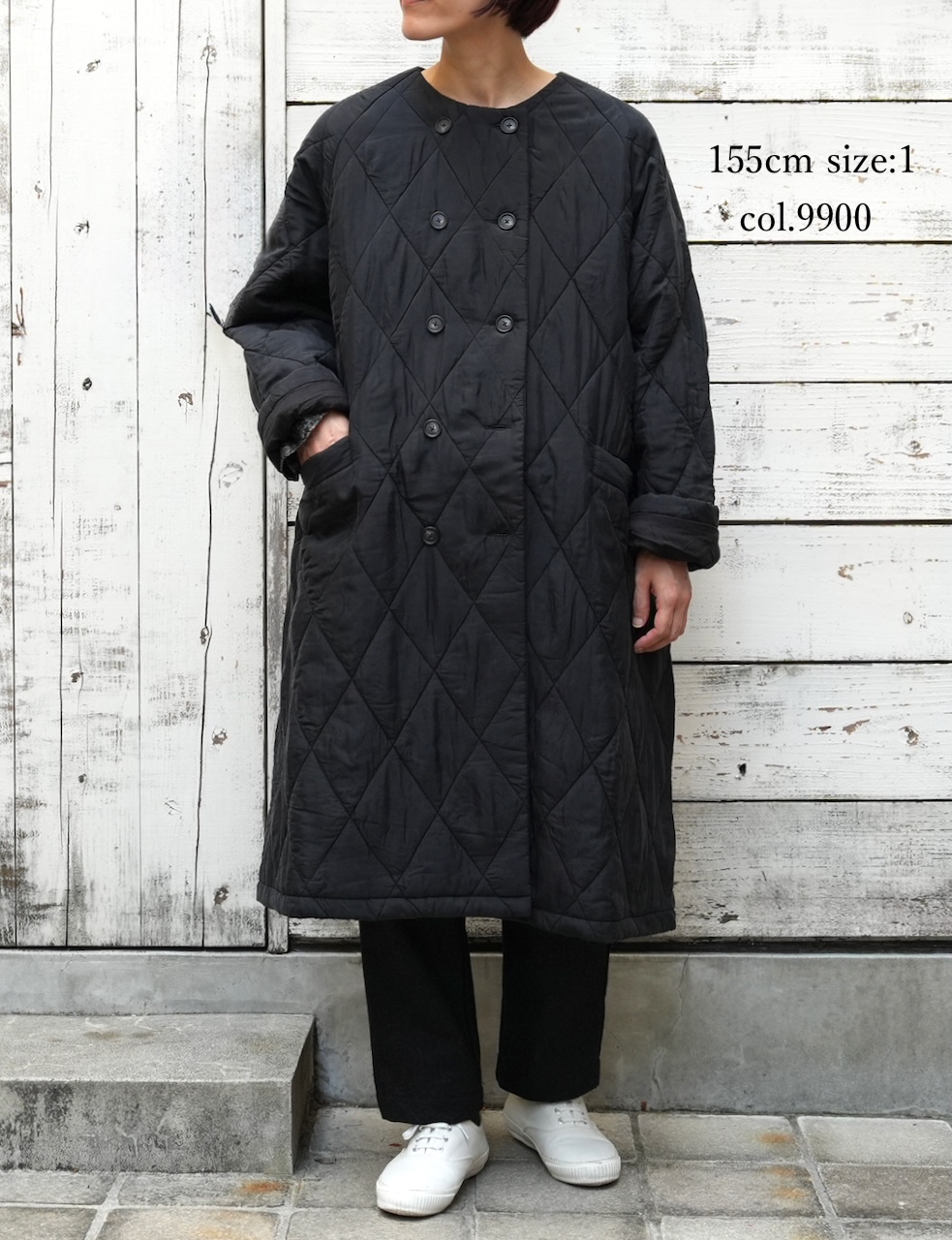 NMDS25581(コート) PADDED BANGALORE SILK PLAIN NO COLLAR DOUBLE COAT