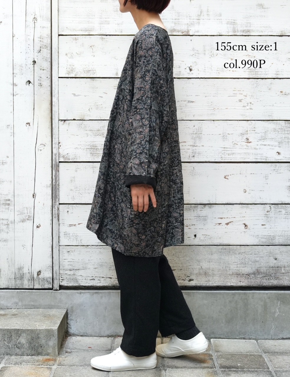 NMDS25573(チュニック) STITCHED BANGALORE SILK PAISLEY PRINT DROP SHOULDER TUNIC