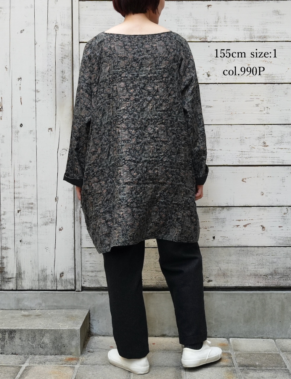 NMDS25573(チュニック) STITCHED BANGALORE SILK PAISLEY PRINT DROP SHOULDER TUNIC