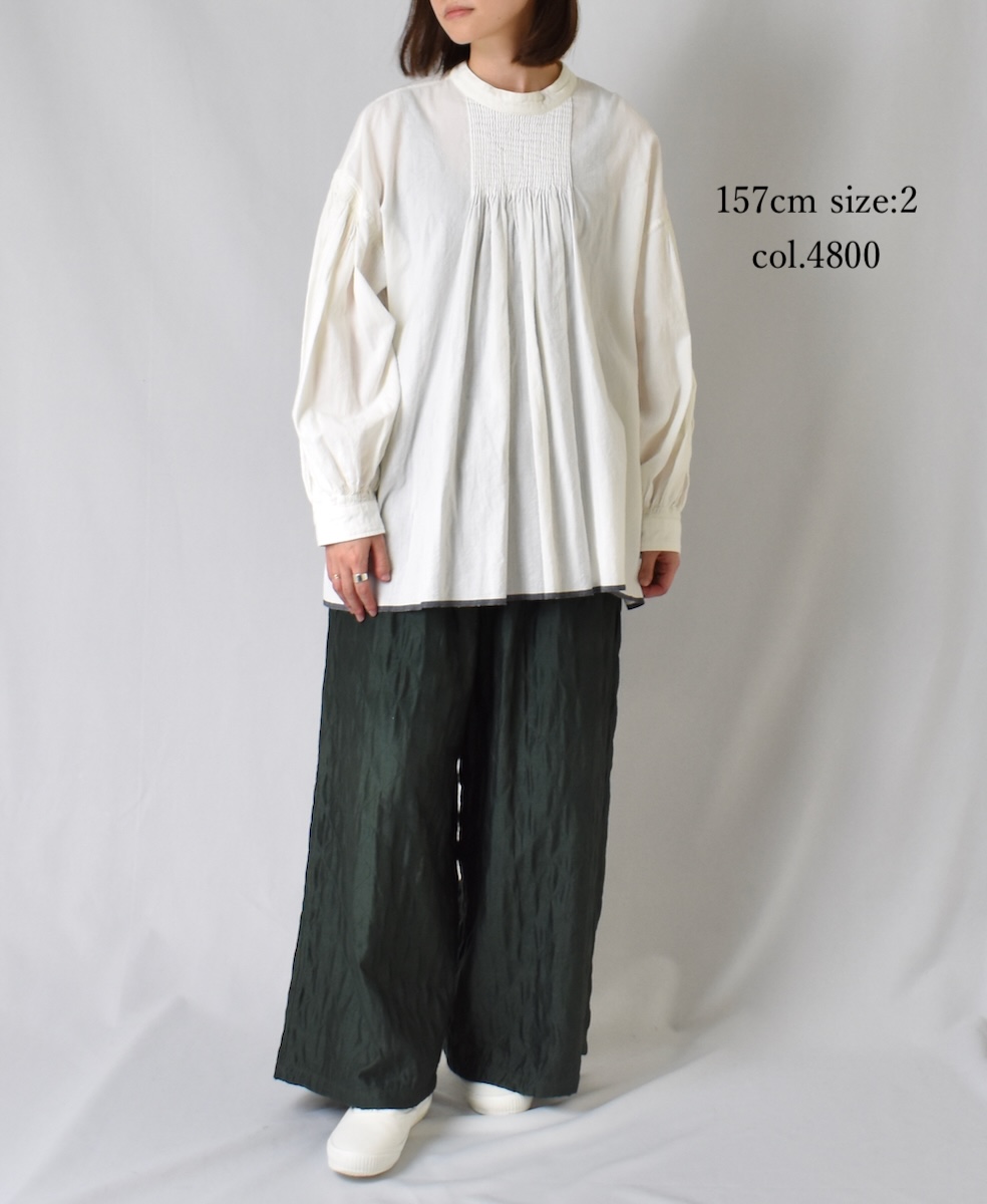 NMDS23523 (パンツ) QUILTED HANDWOVEN COTTON SILK PLAIN EASY PANTS