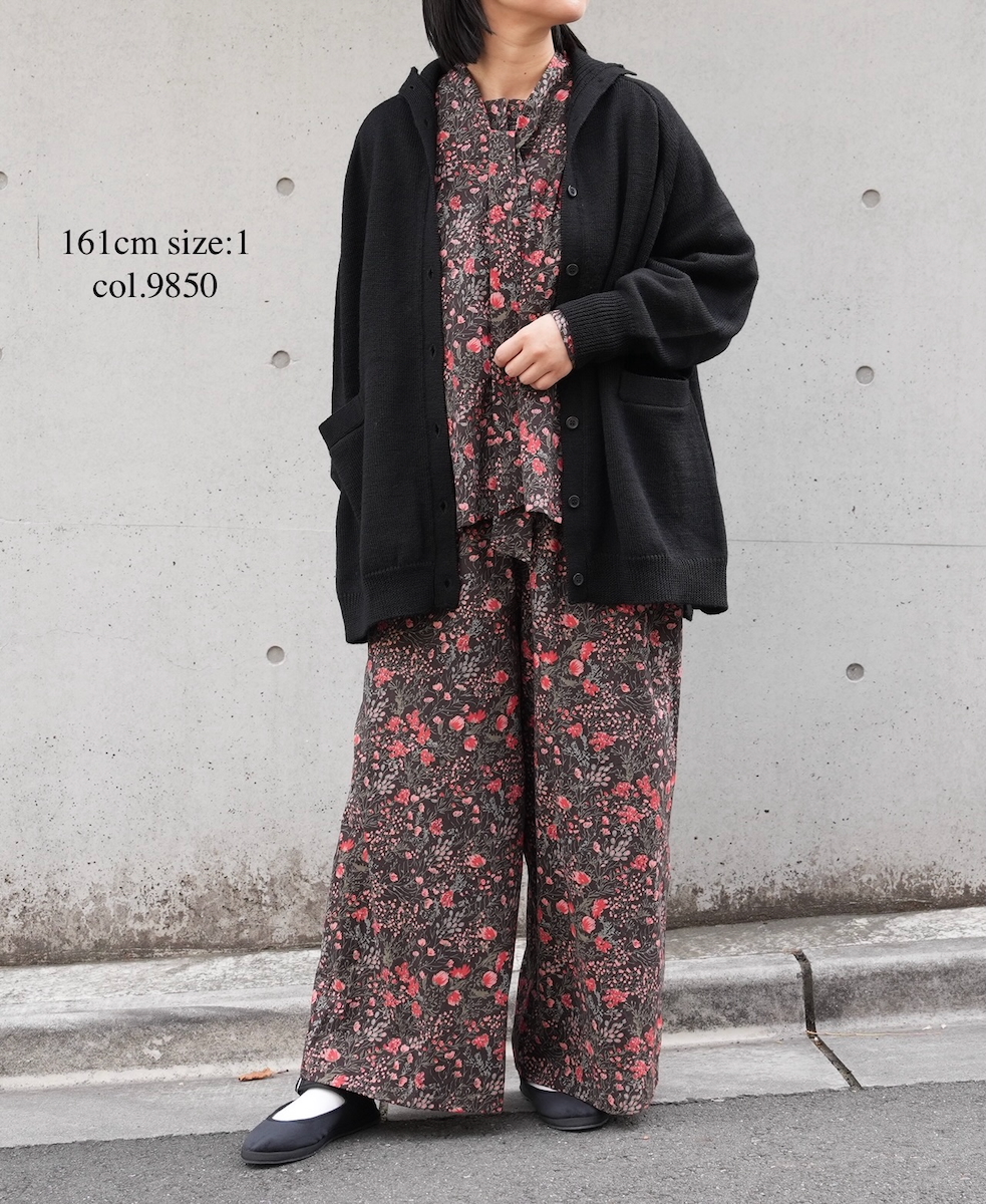 NSL25592(シャツ) 60s CAMBRIC FLOWER PRINT TAI GATHER FLY FRONT SHIRT