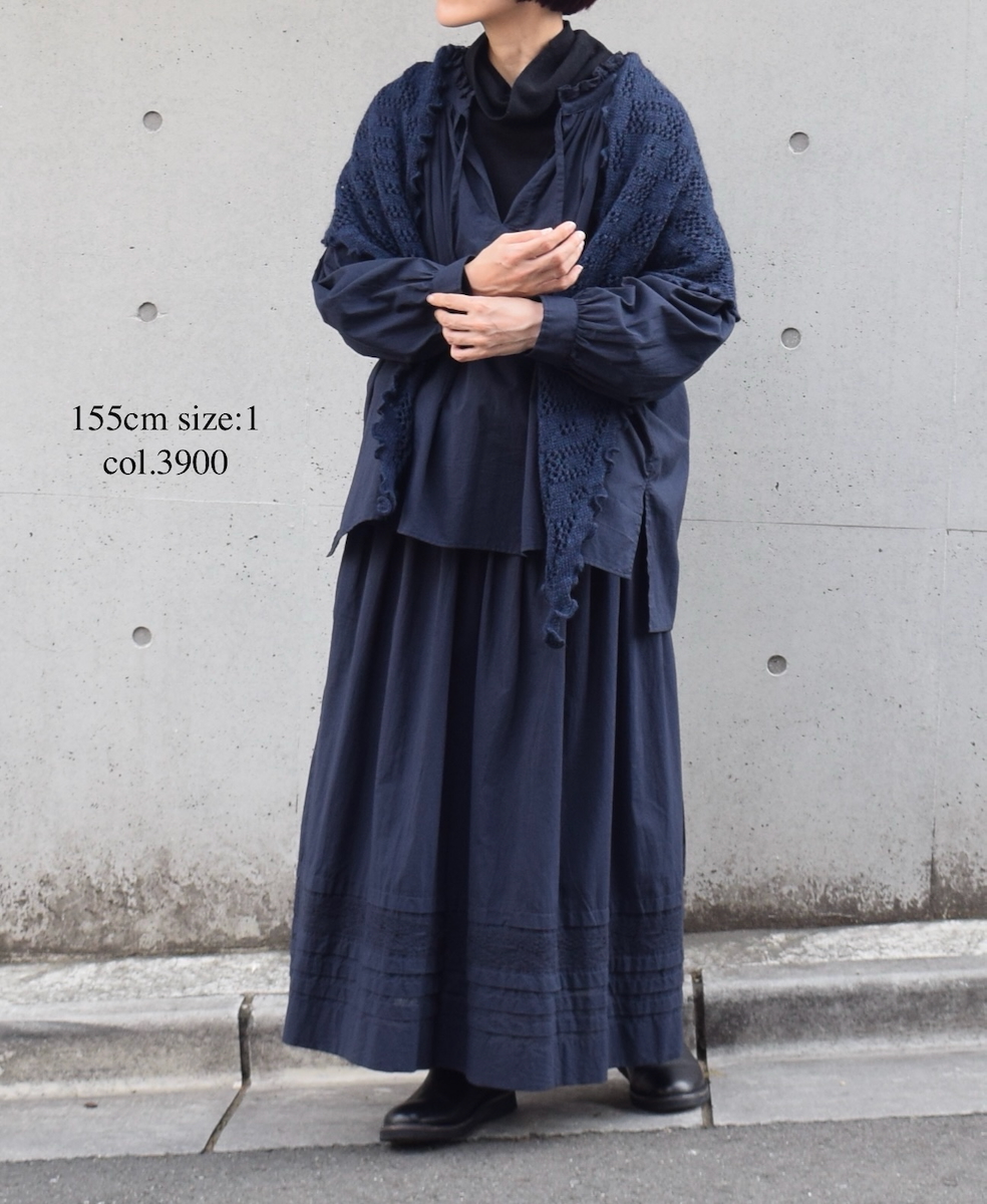 NSL25622(シャツ) 60s CAMBRIC PLAIN WITH LACE STRING COLLAR GATHERED SHIRT