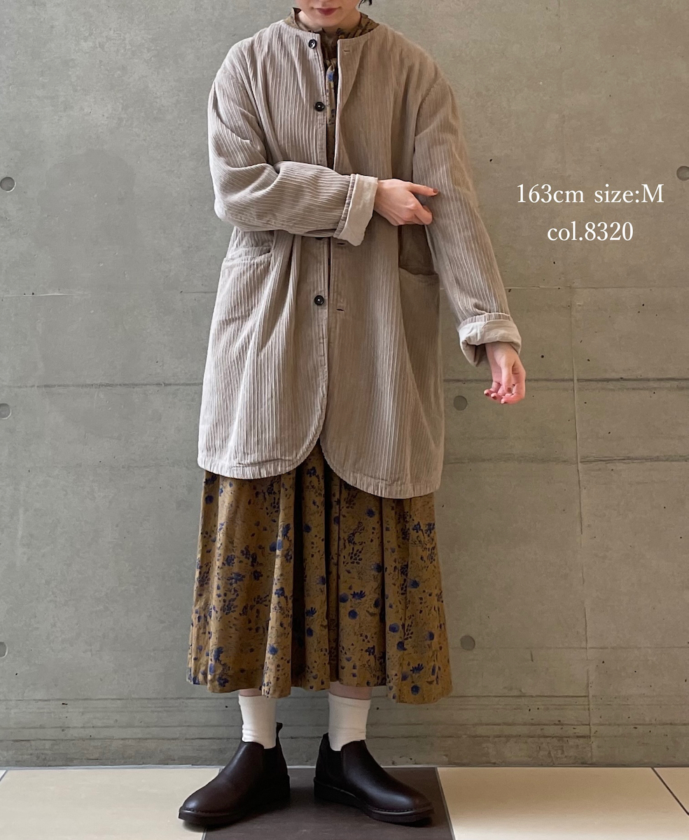 NVL2563D(コート)WIDE&NARROW WALE CORDUROY(OVERDYE) 60'S ORGANIC CAMBRIC CENTER VENT NO COLLAR COAT