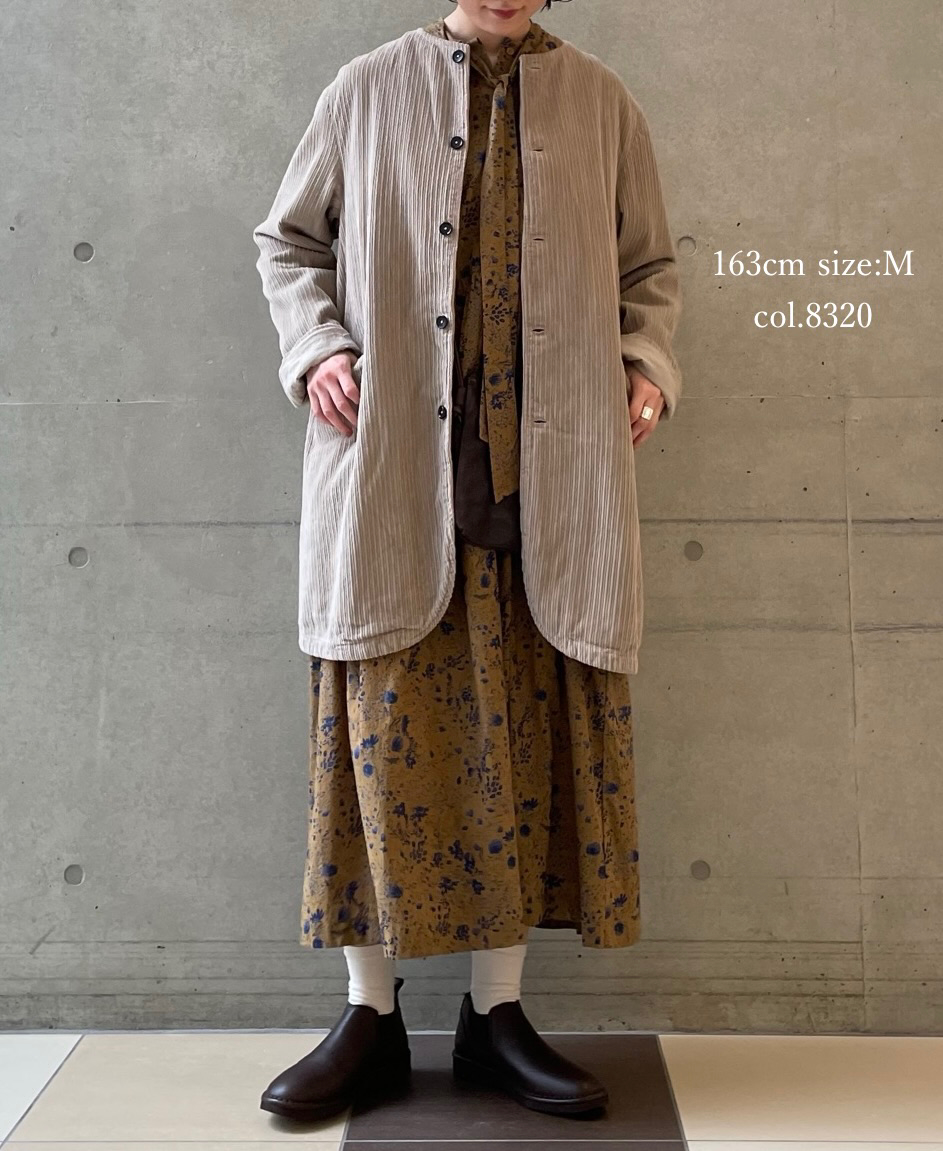 NVL2563D(コート)WIDE&NARROW WALE CORDUROY(OVERDYE) 60'S ORGANIC CAMBRIC CENTER VENT NO COLLAR COAT