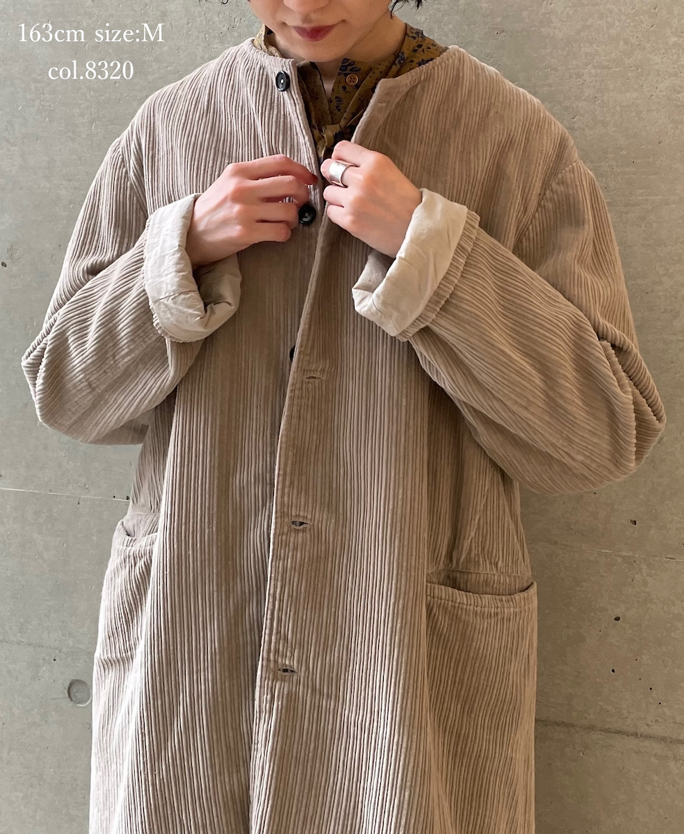 NVL2563D(コート)WIDE&NARROW WALE CORDUROY(OVERDYE) 60'S ORGANIC CAMBRIC CENTER VENT NO COLLAR COAT