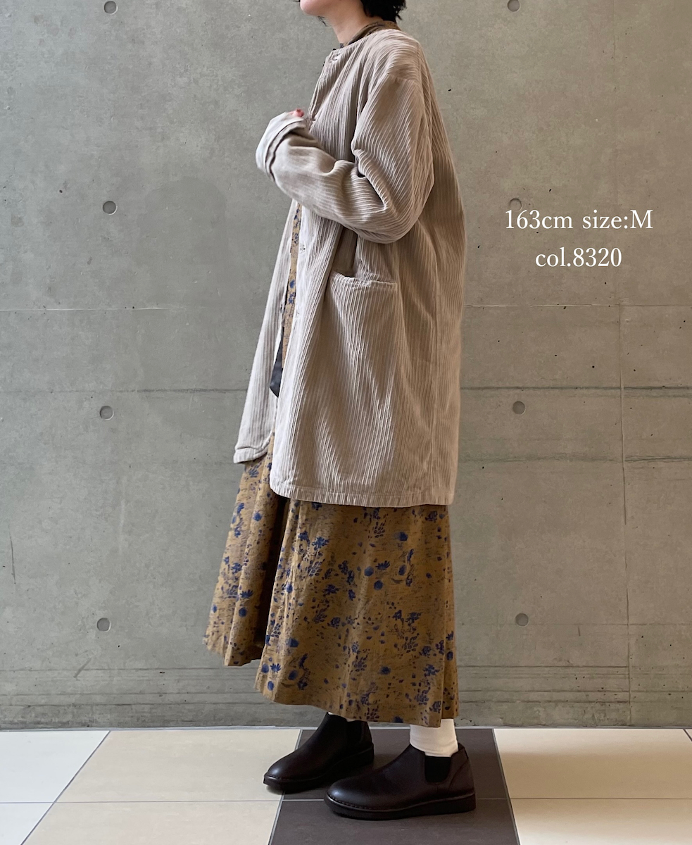 NVL2563D(コート)WIDE&NARROW WALE CORDUROY(OVERDYE) 60'S ORGANIC CAMBRIC CENTER VENT NO COLLAR COAT