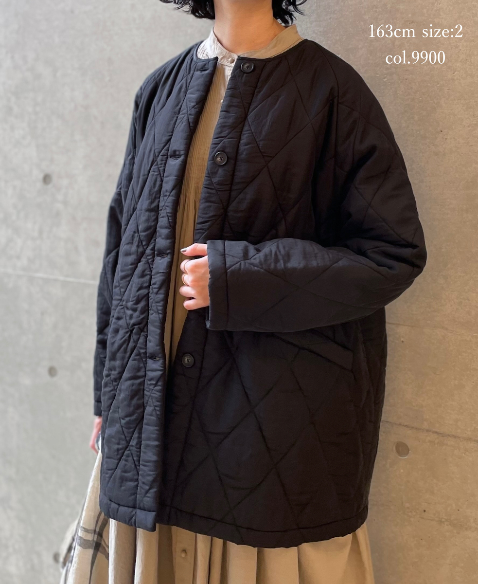 NMDS25582(コート) PADDED BANGALORE SILK PLAIN FRONT BUTTON SHORT COAT