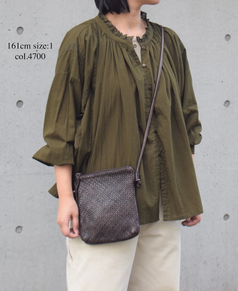 NSL25621(スモック) 60s CAMBRIC PLAIN WITH LACE GATHERED PATCHWORK SMOCK