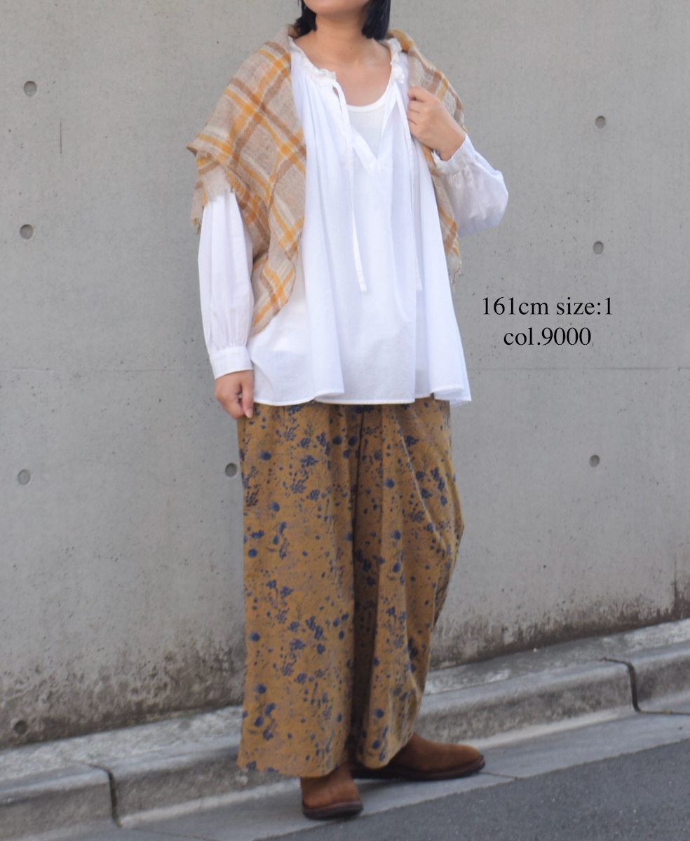 NSL25622(シャツ) 60s CAMBRIC PLAIN WITH LACE STRING COLLAR GATHERED SHIRT