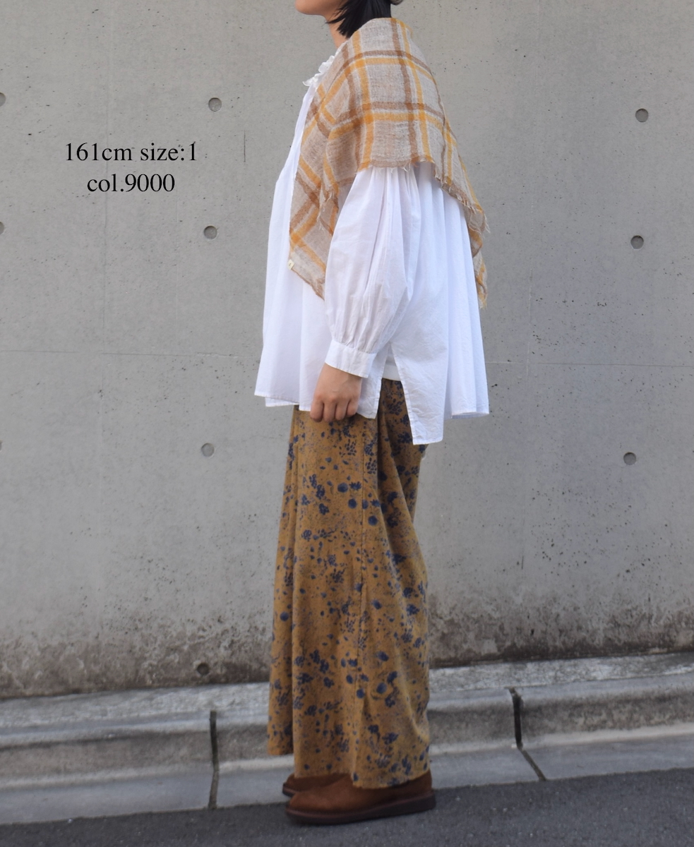NSL25622(シャツ) 60s CAMBRIC PLAIN WITH LACE STRING COLLAR GATHERED SHIRT