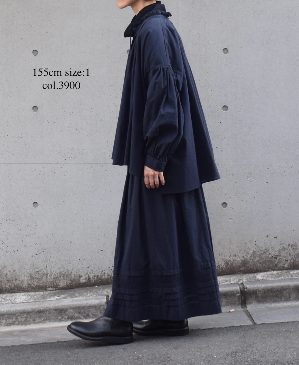 NSL25622(シャツ) 60s CAMBRIC PLAIN WITH LACE STRING COLLAR GATHERED SHIRT