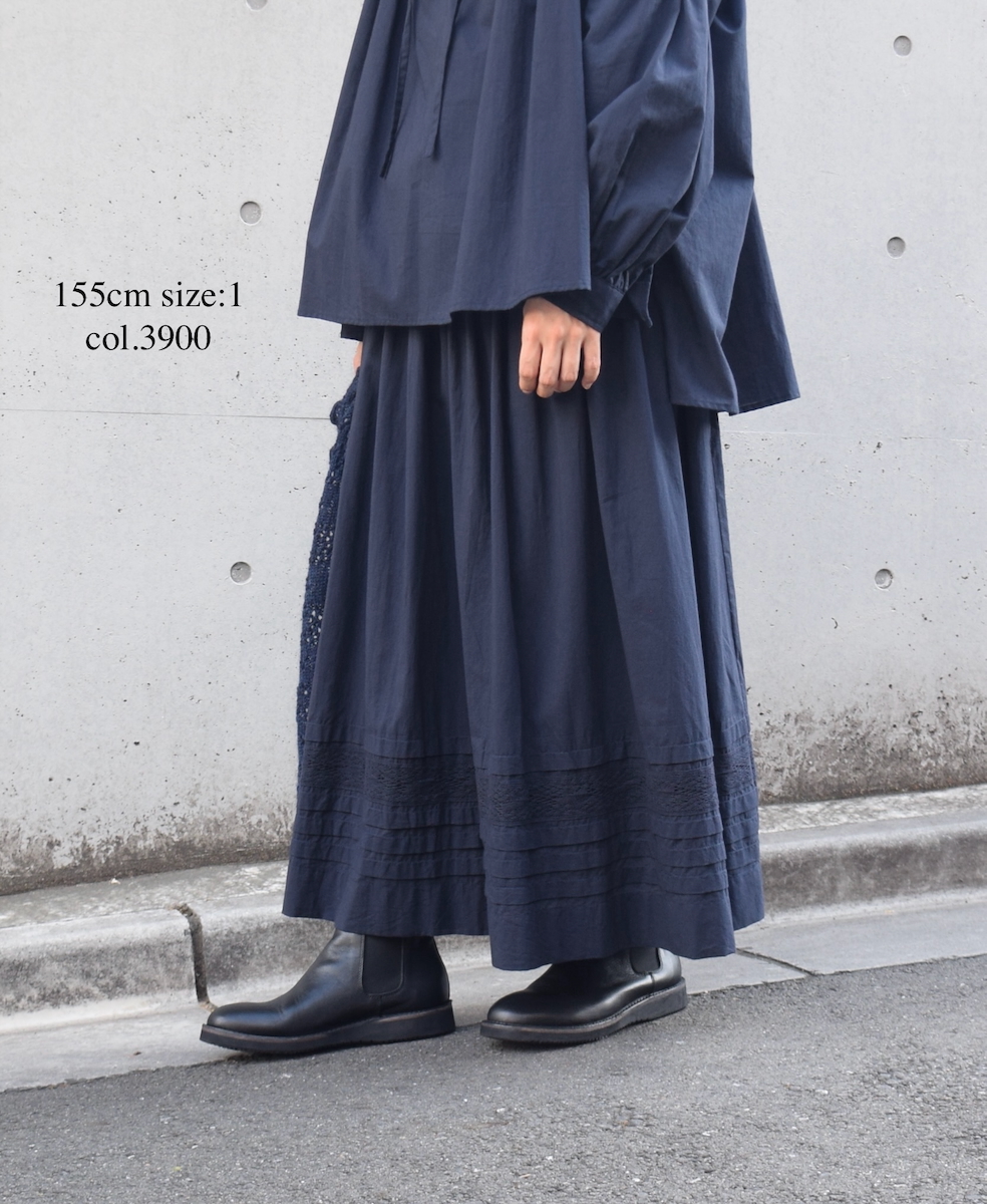NSL25624(スカート) 60s CAMBRIC PLAIN WITH LACE GATHERED SKIRT