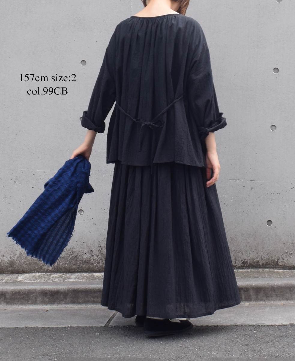 NSL25615(スカート) COTTON DOBIE DOT PATCHWORK GATHERED SKIRT