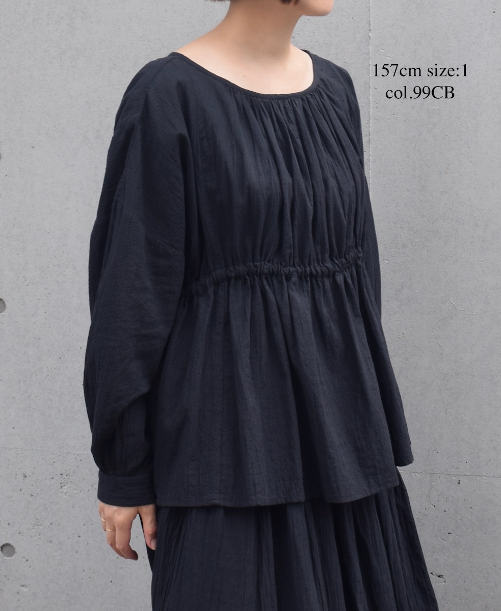 NSL25611(スモック) COTTON DOBIE DOT PATCHWORK 2WAY GATHERED SMOCK
