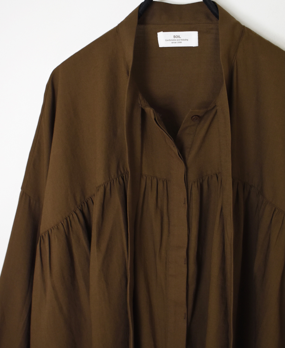 NSL25602(シャツ) 60s COTTON TWILL PLAIN TAI GATHERED FRONT SHIRT