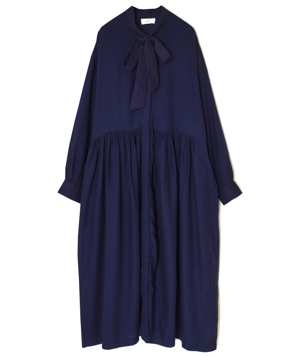 NSL25604(ワンピース) 60s COTTON TWILL PLAIN TAI GATHERED FRONT SHIRT DRESS