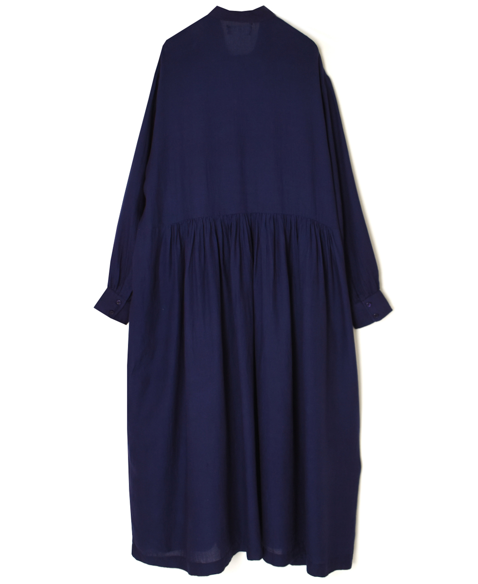 NSL25604(ワンピース) 60s COTTON TWILL PLAIN TAI GATHERED FRONT SHIRT DRESS