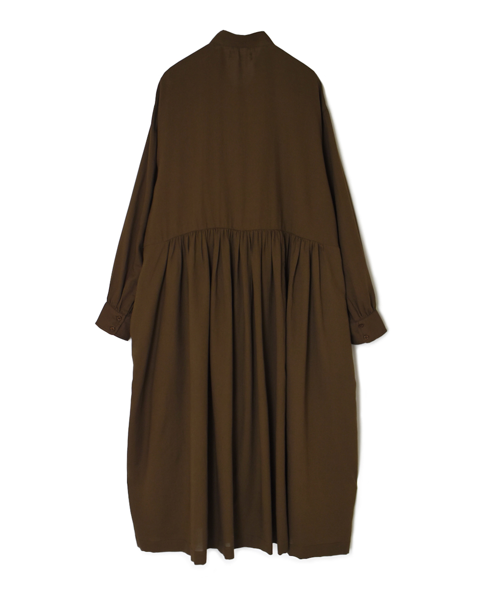 NSL25604(ワンピース) 60s COTTON TWILL PLAIN TAI GATHERED FRONT SHIRT DRESS