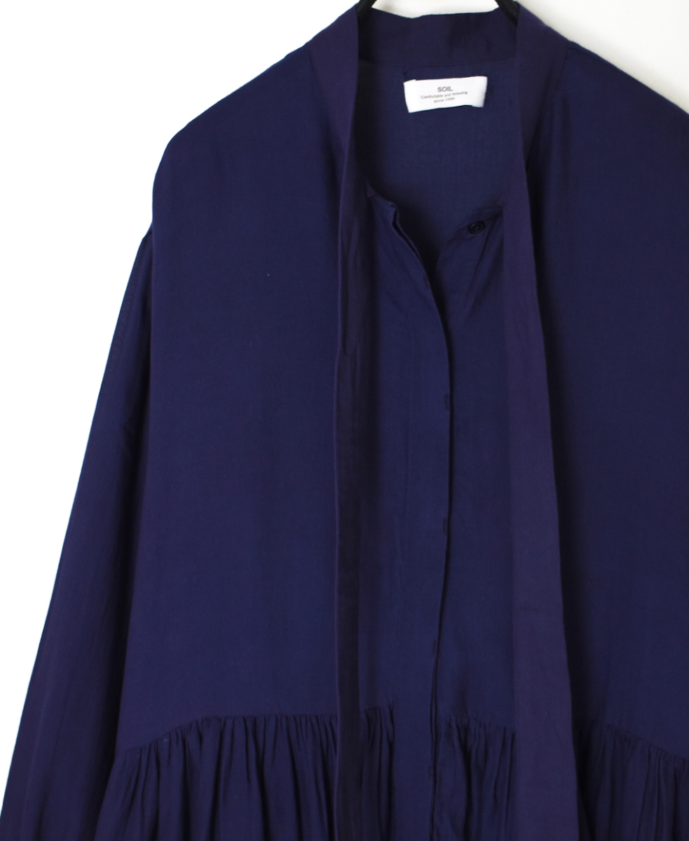 NSL25604(ワンピース) 60s COTTON TWILL PLAIN TAI GATHERED FRONT SHIRT DRESS