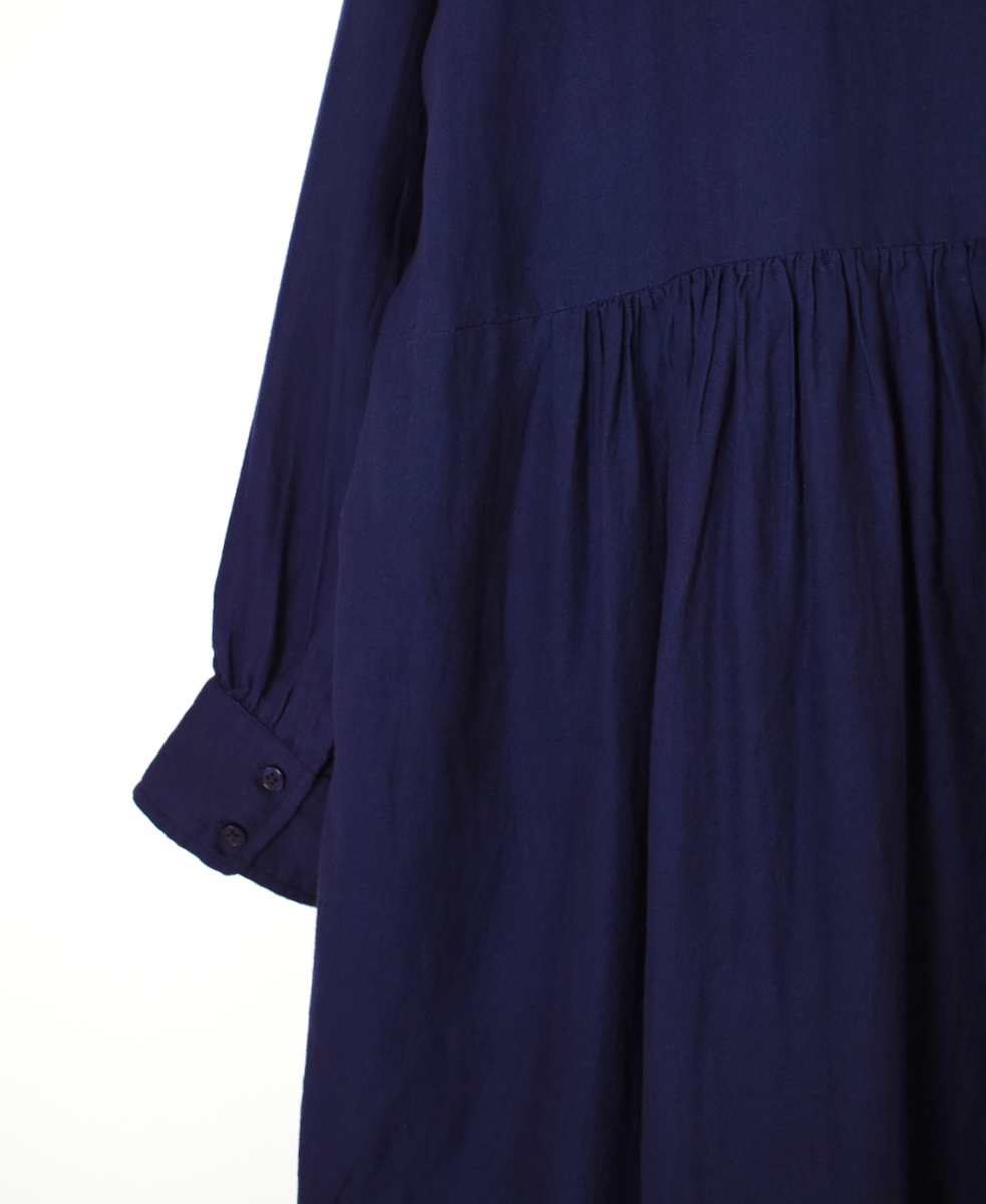 NSL25604(ワンピース) 60s COTTON TWILL PLAIN TAI GATHERED FRONT SHIRT DRESS