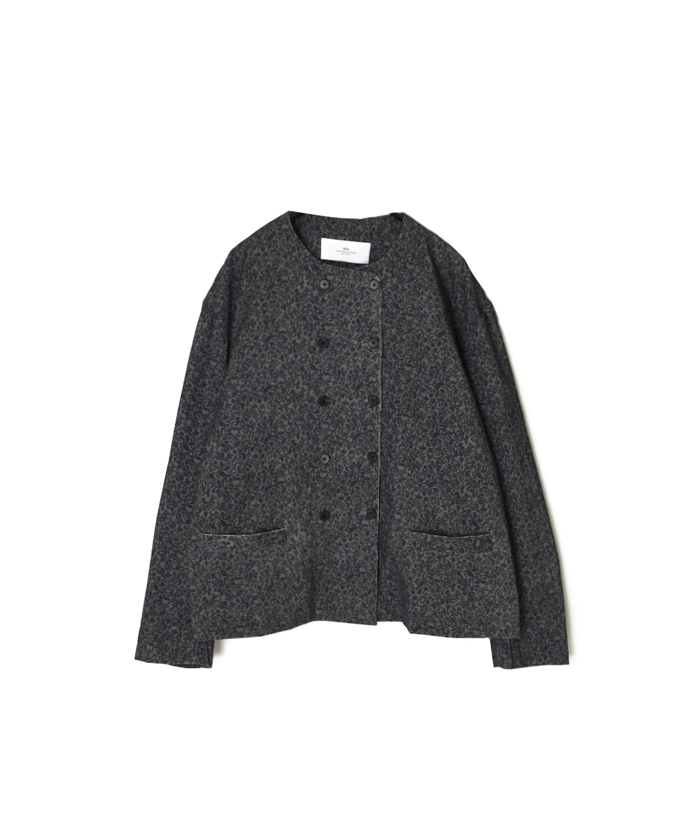 NSL25581(ジャケット) CORDUROY SMALL FLOWER PRINT NO COLLAR DOUBLE JACKET