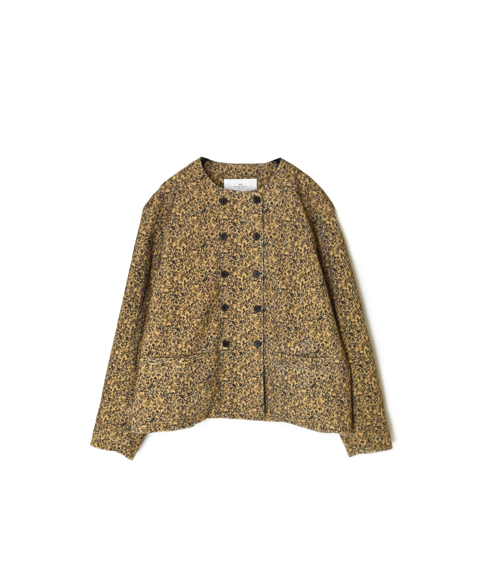 NSL25581(ジャケット) CORDUROY SMALL FLOWER PRINT NO COLLAR DOUBLE JACKET