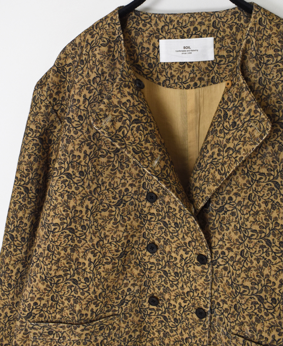 NSL25581(ジャケット) CORDUROY SMALL FLOWER PRINT NO COLLAR DOUBLE JACKET