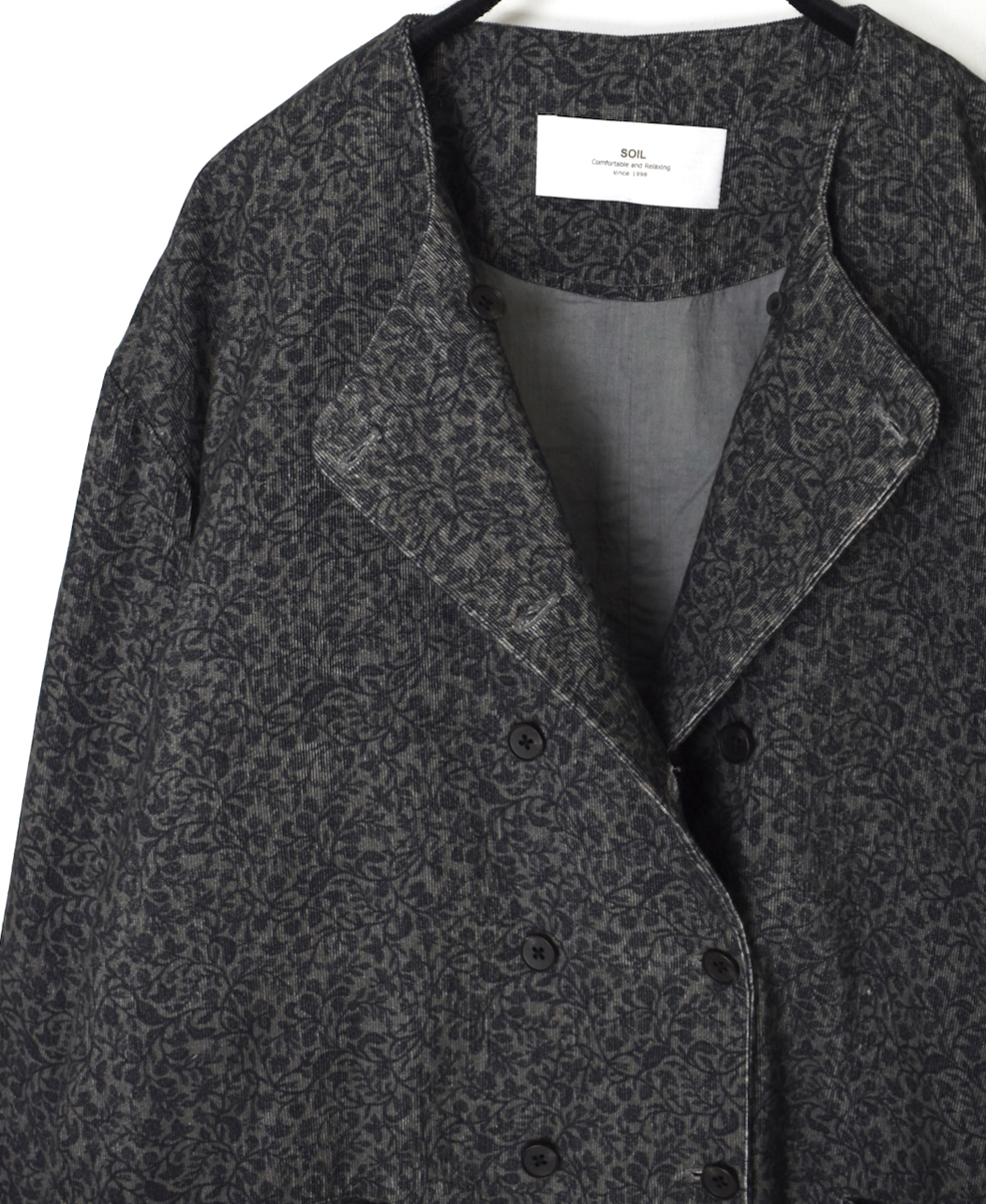 NSL25581(ジャケット) CORDUROY SMALL FLOWER PRINT NO COLLAR DOUBLE JACKET