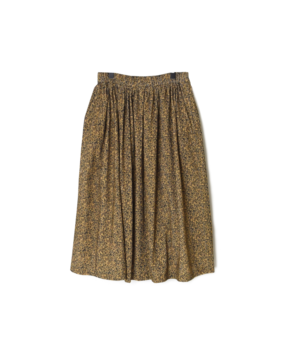 NSL25585(スカート) CORDUROY SMALL FLOWER PRINT GATHERED SKIRT