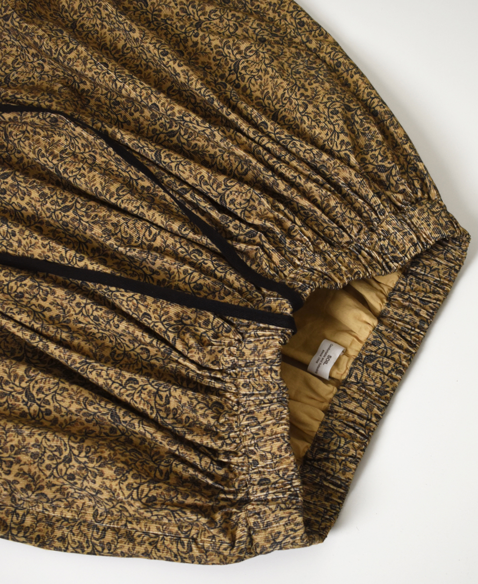 NSL25585(スカート) CORDUROY SMALL FLOWER PRINT GATHERED SKIRT