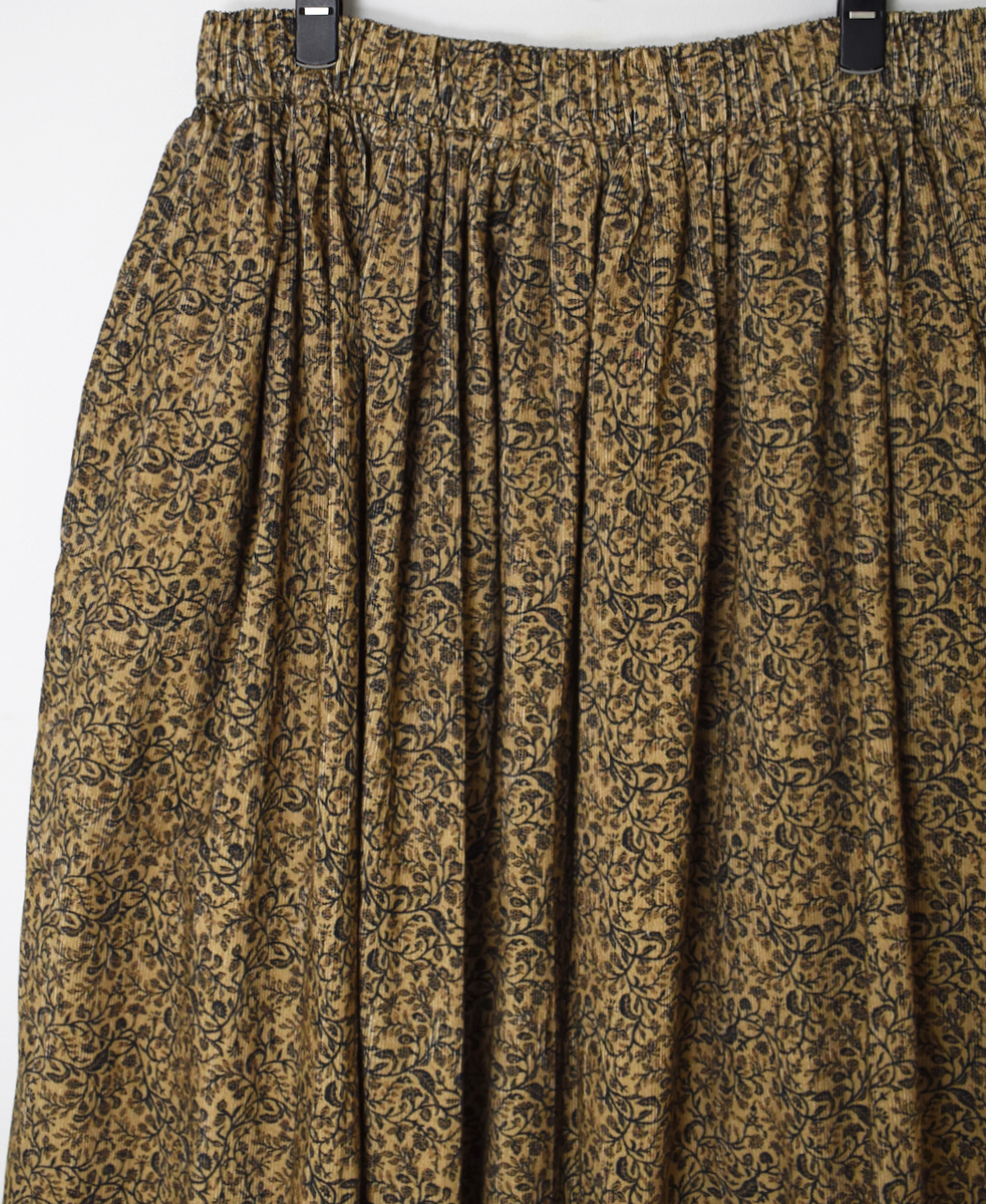 NSL25585(スカート) CORDUROY SMALL FLOWER PRINT GATHERED SKIRT