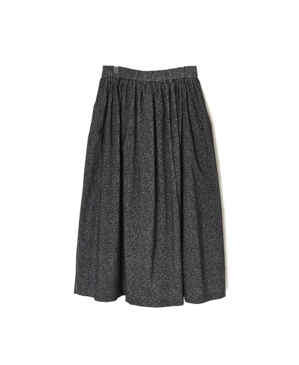 NSL25585(スカート) CORDUROY SMALL FLOWER PRINT GATHERED SKIRT