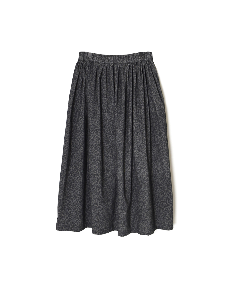 NSL25585(スカート) CORDUROY SMALL FLOWER PRINT GATHERED SKIRT