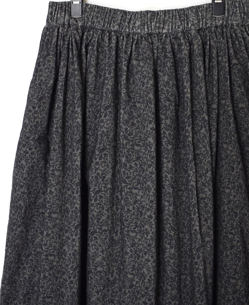 NSL25585(スカート) CORDUROY SMALL FLOWER PRINT GATHERED SKIRT