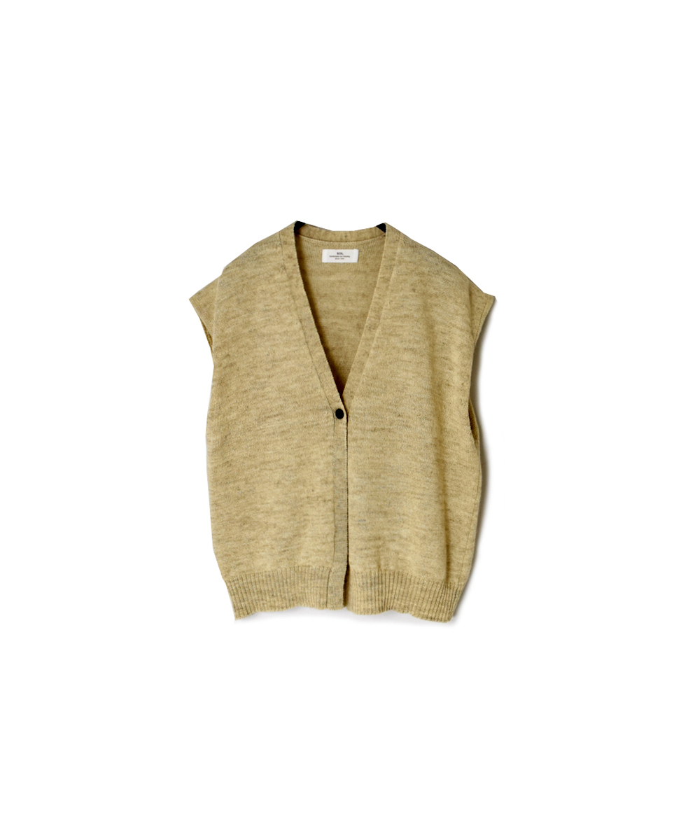 GNSL25513(ベスト) 7GG 1PLY SHETLAND WOOL/LINEN V-NECK 1BUTTON VEST