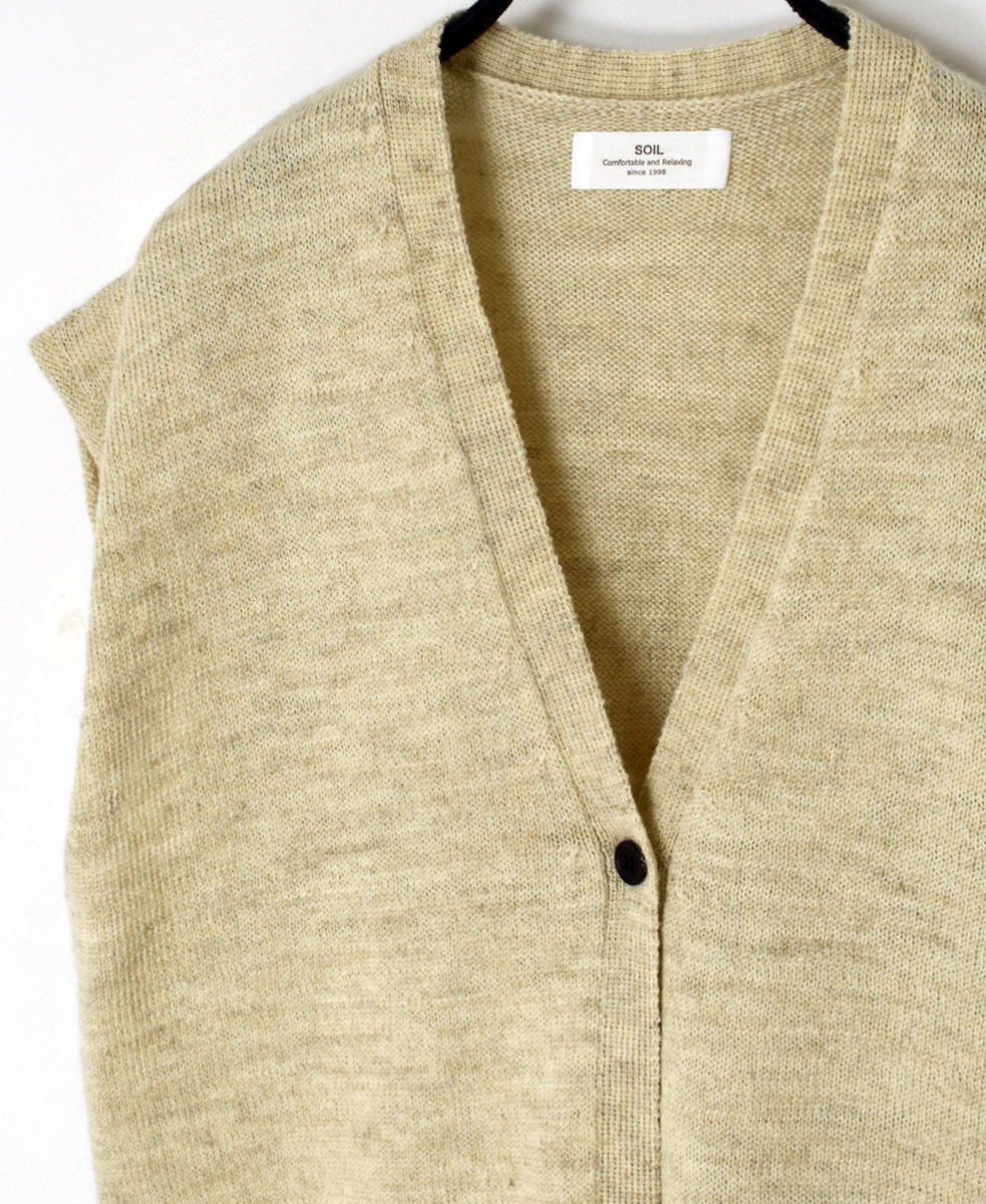 GNSL25513(ベスト) 7GG 1PLY SHETLAND WOOL/LINEN V-NECK 1BUTTON VEST
