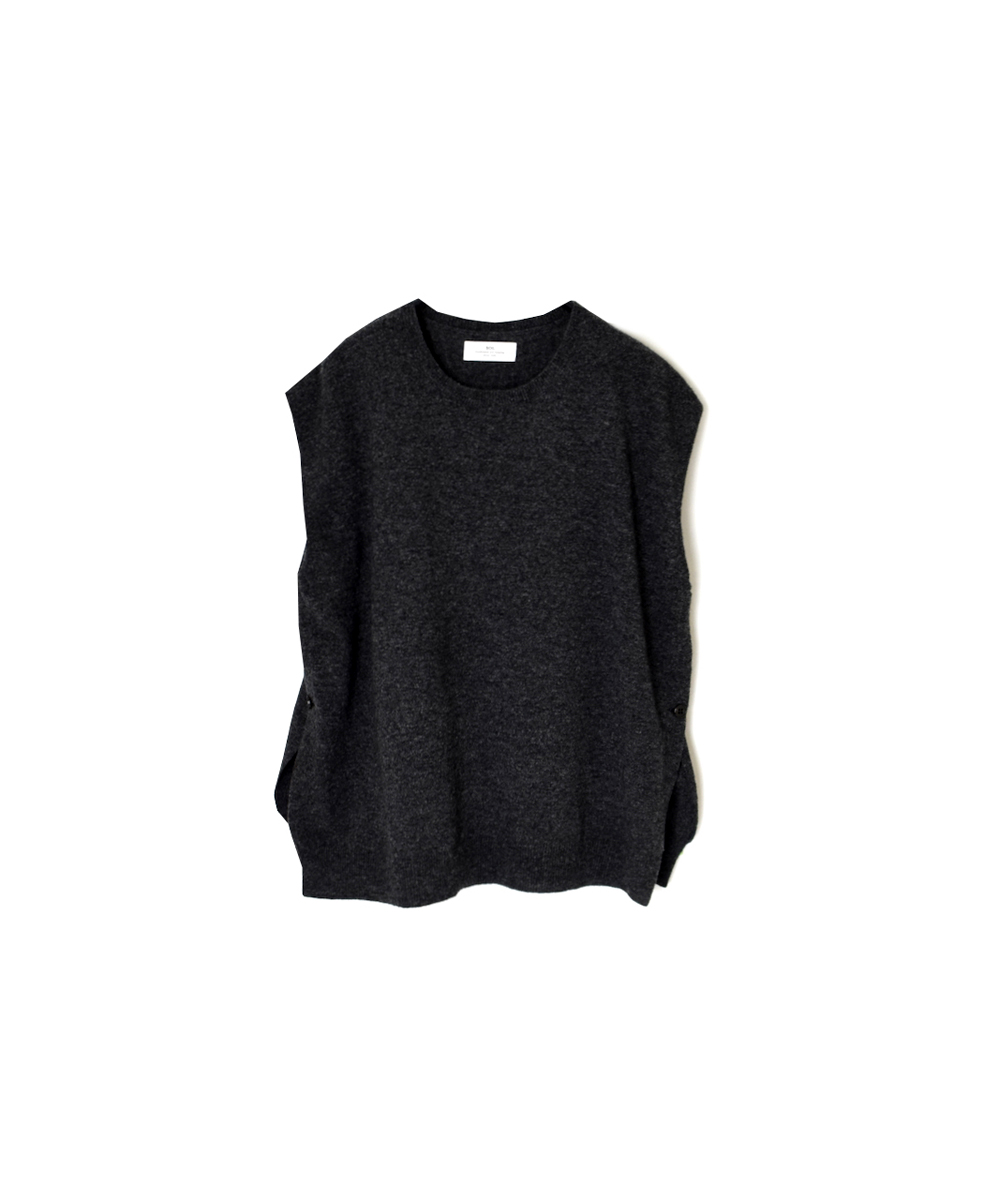 GNSL25521(ニット) 12GG 1PLY PLAIN STITCH WOOL/NYLON CREW-NECK WITH SIDE BUTTON