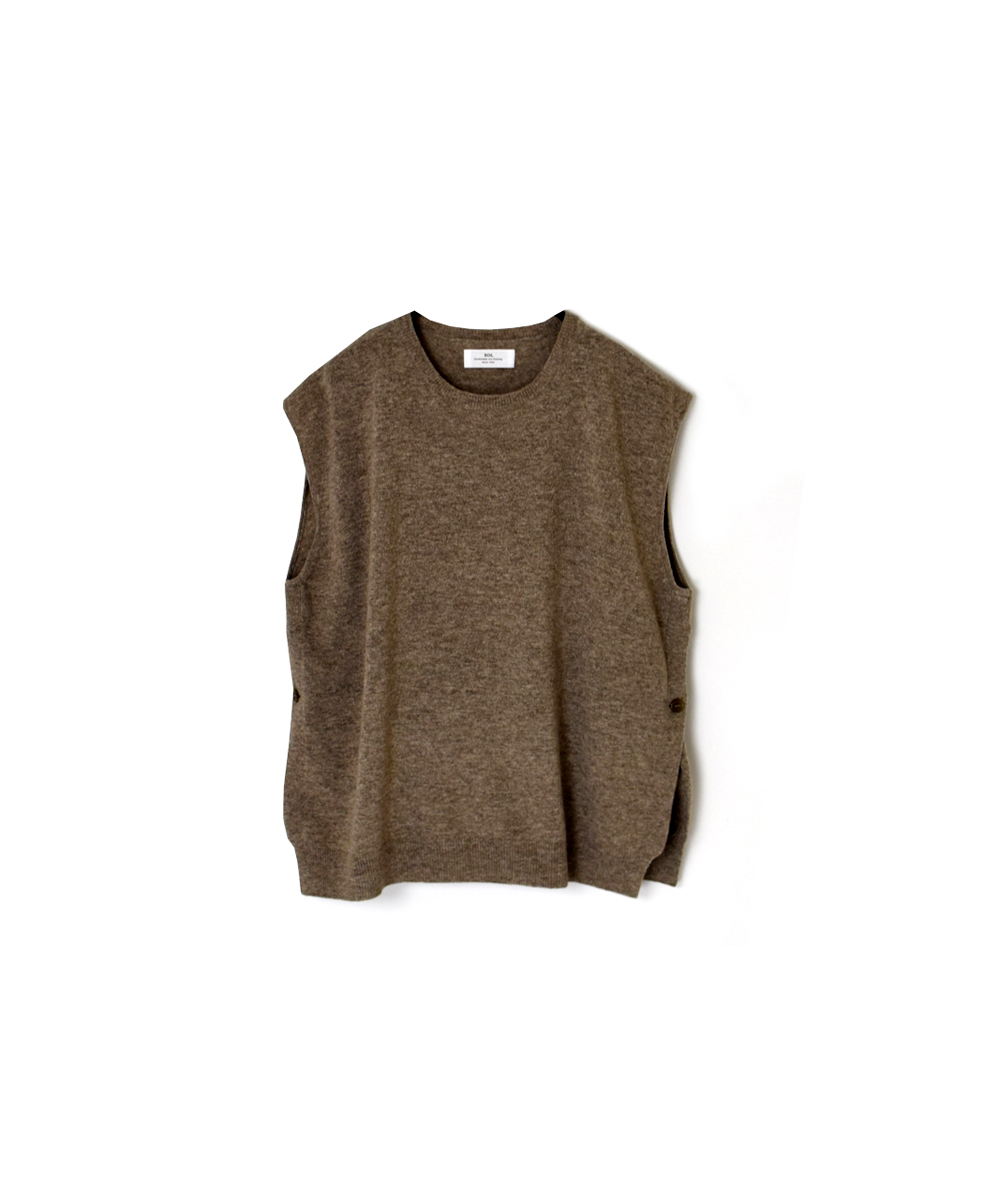 GNSL25521(ニット) 12GG 1PLY PLAIN STITCH WOOL/NYLON CREW-NECK VEST WITH SIDE BUTTON