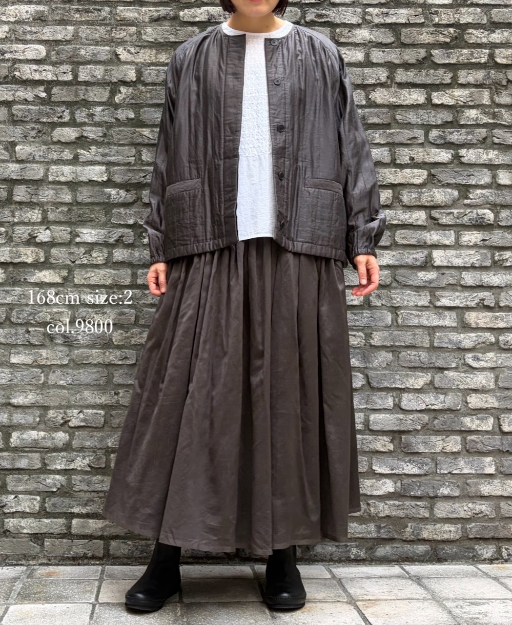 NMDS25545(スカート) PLAIN COTTON SILK RAJASTHAN TUCK GATHERED SKIRT WITH LINING