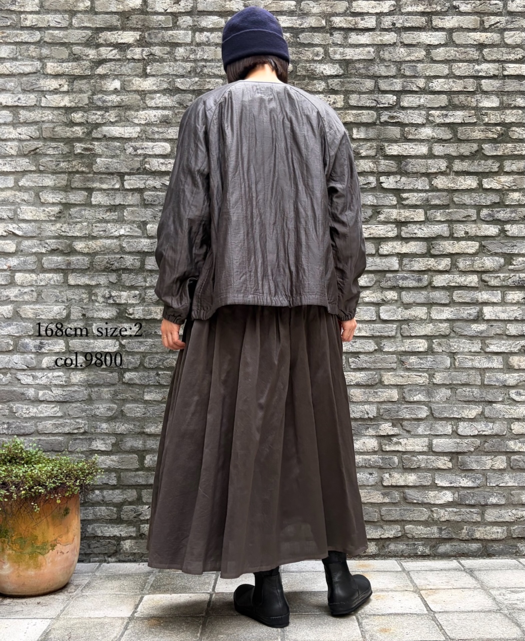 NMDS25545(スカート) PLAIN COTTON SILK RAJASTHAN TUCK GATHERED SKIRT WITH LINING