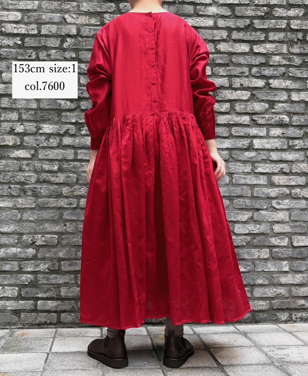 NMDS25544(ワンピース)  PLAIN COTTON SILK RAJASTHAN TUCK GATHERED DRESS