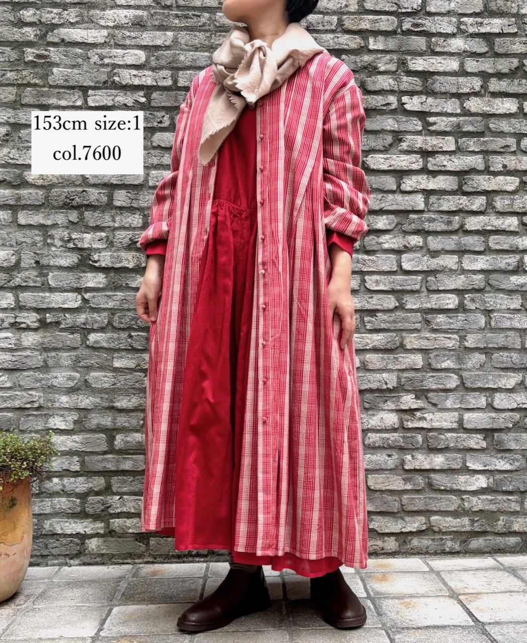 NMDS25544(ワンピース)  PLAIN COTTON SILK RAJASTHAN TUCK GATHERED DRESS