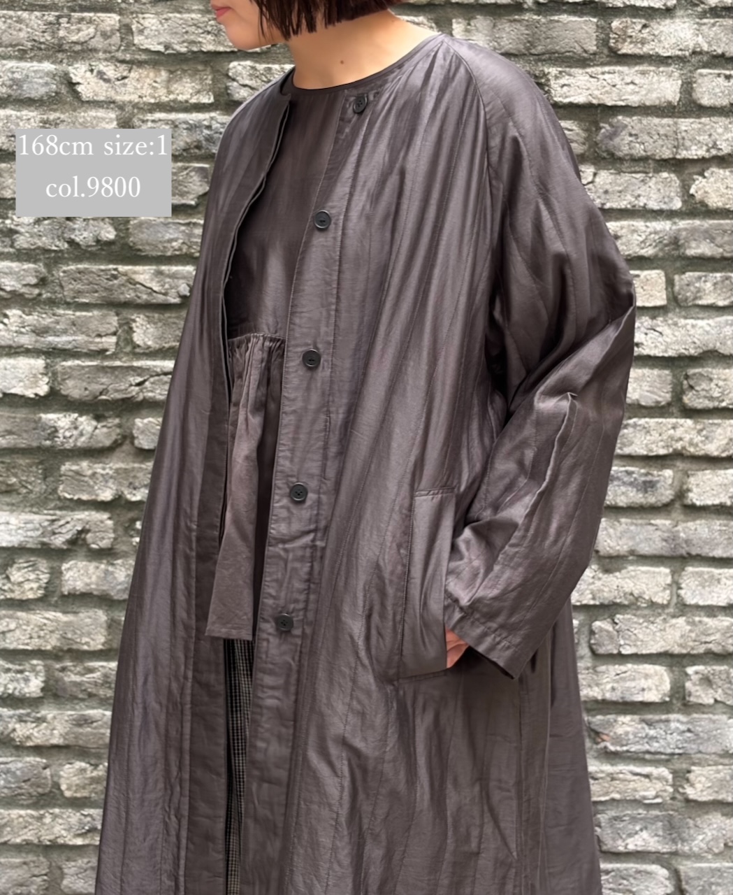 NMDS25541(コート) QUILTED COTTON SILK RAGLAN COAT WITH VERTICAL STITCH