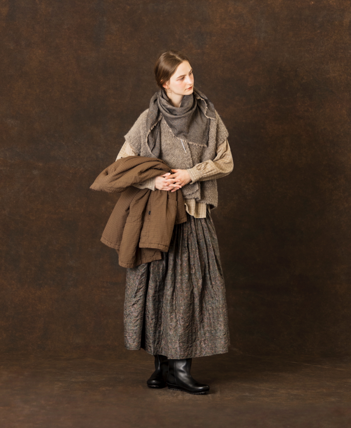 NMDS25574(スカート) STITCHED BANGALORE SILK PAISLEY PRINT RAJASTHAN TUCK GATHERED SKIRT WITH LINING