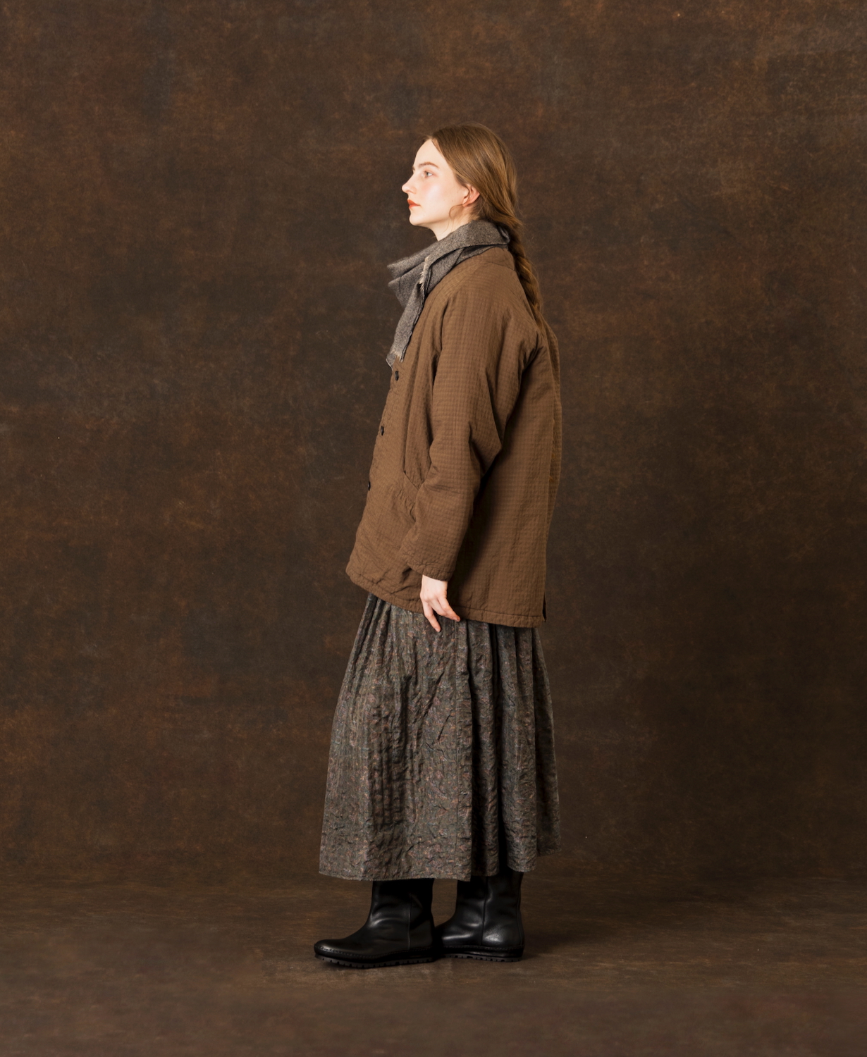 NMDS25574(スカート) STITCHED BANGALORE SILK PAISLEY PRINT RAJASTHAN TUCK GATHERED SKIRT WITH LINING