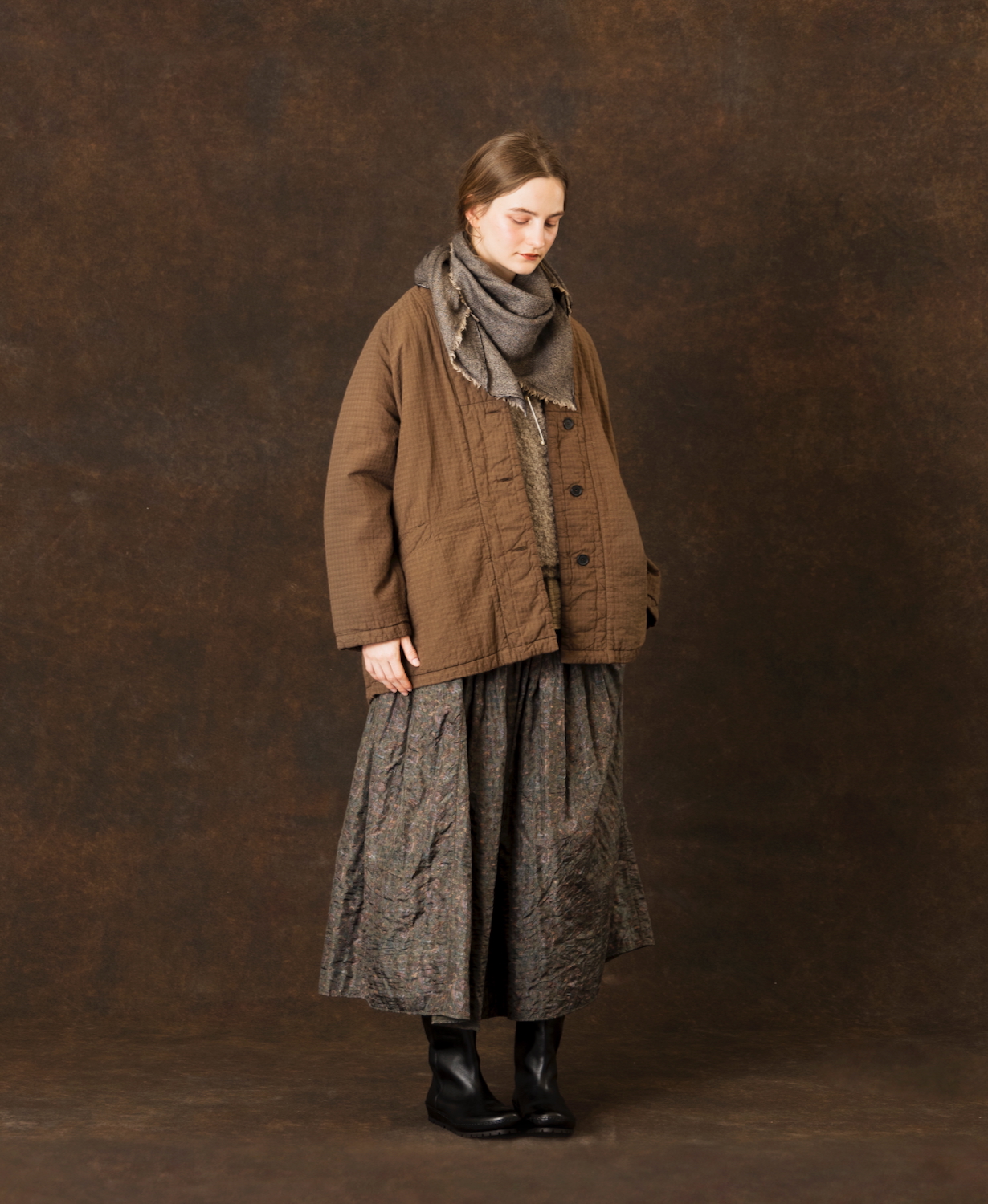 NMDS25574(スカート) STITCHED BANGALORE SILK PAISLEY PRINT RAJASTHAN TUCK GATHERED SKIRT WITH LINING