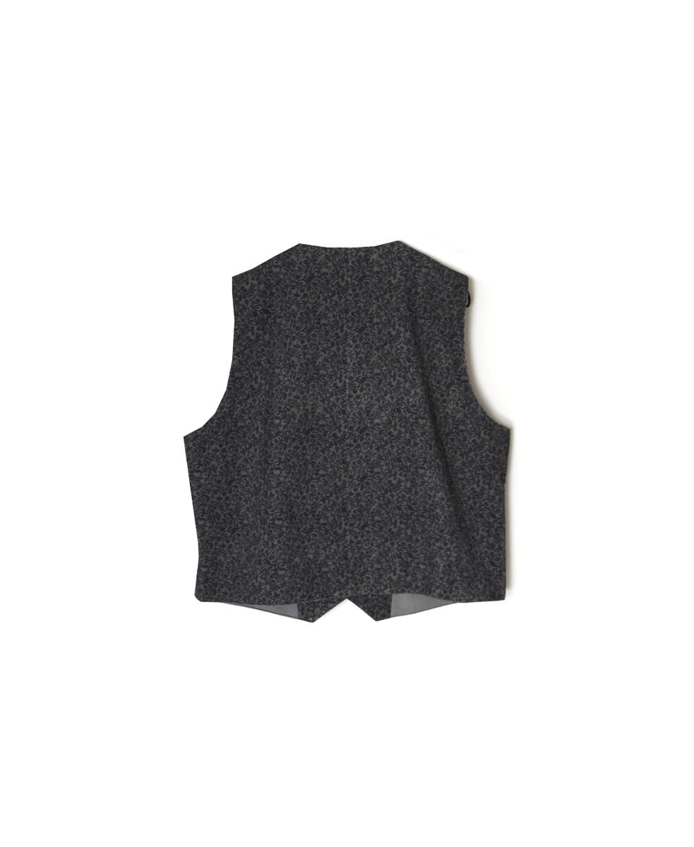 NSL25583(ベスト) CORDUROY SMALL FLOWER PRINT U-NECK VEST WITH SIDE SLIT