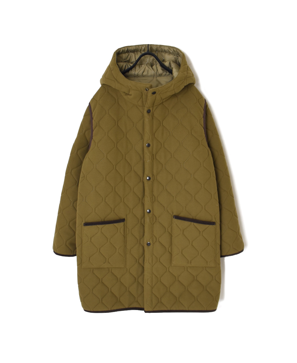 NAM2554(コート) PLAIN POLYESTER×FREECE HEAT QUILT REVERSIBLE HIGH COLLAR HOODED COAT