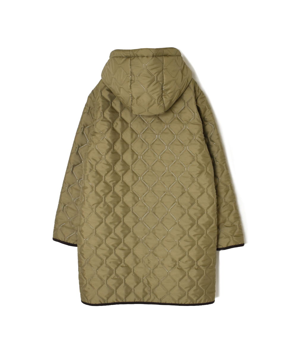NAM2554(コート) PLAIN POLYESTER×FREECE HEAT QUILT REVERSIBLE HIGH COLLAR HOODED COAT